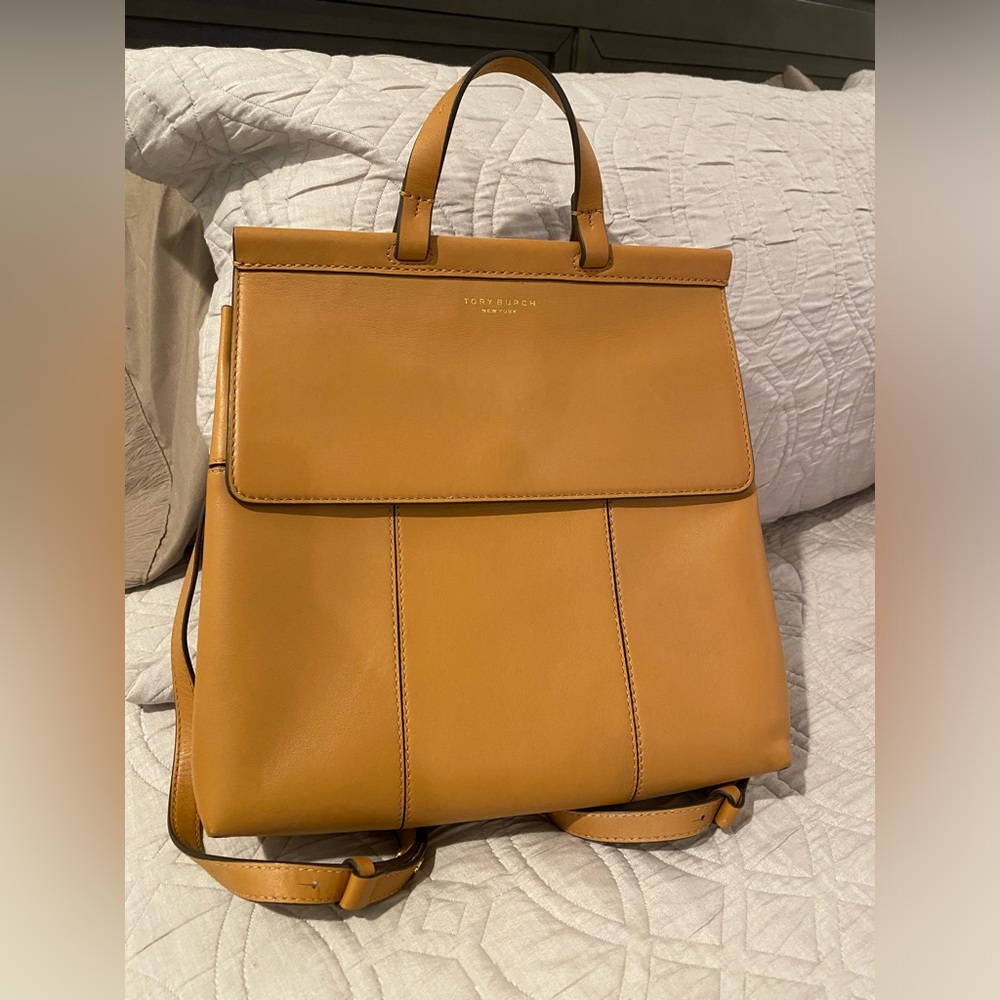 Tory Burch leather backpack.